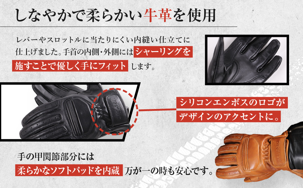 レザーツーリンググローブ ブラック M｜京都 デグナー バイクギア 人気ブランド 手袋 [TG-53]［ バイク用 レザーグローブ オールシーズン 本革 牛革 ショート丈 プロテクター付 耐久性 手袋