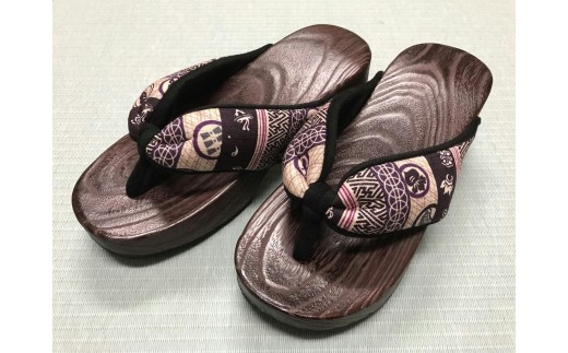 【 桐下駄 】 リーノ GETAサンダル M判 時代焼き 和柄 バンド付き ( 22～23.5cm ) 下駄 げた ゲタ 履物 靴 くつ ヒール サンダル 和柄