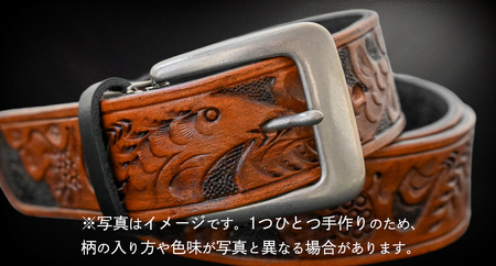 牛革ベルト アンティーク焦茶染め+黒【太さ35mm / 厚さ3.7mm / M(110cm)】 [BE036ya-M]