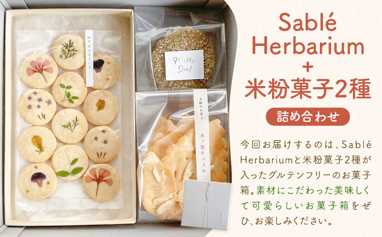 Box Sablé Herbarium サブレ12枚 米粉菓子2種 料理研究舎リンネ《30日以内に出荷予定(土日祝除く)》熊本県 南阿蘇村 サブレハーバリウム サブレ グルテンフリー 米粉 エディブル
