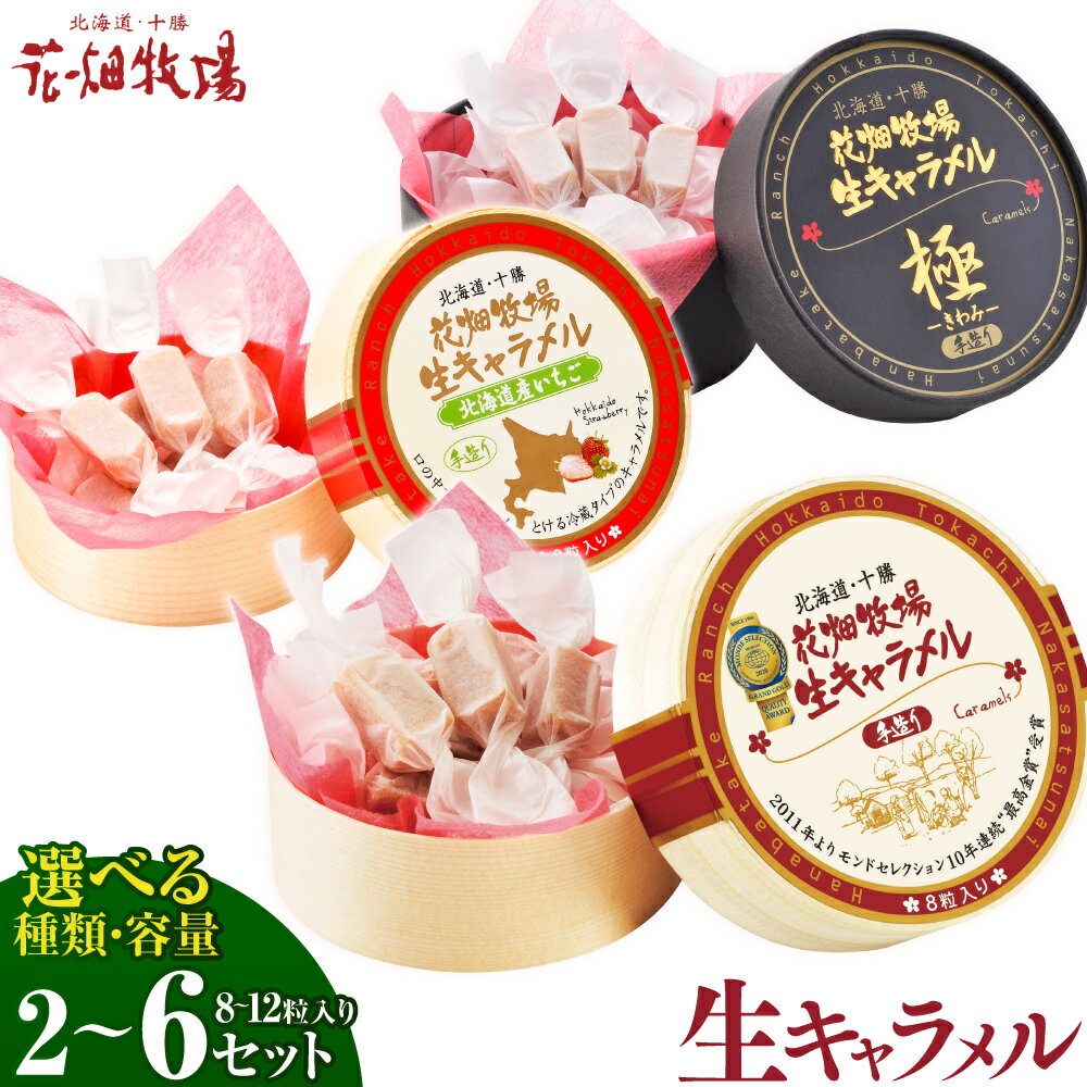 【ふるさと納税】【選べる種類と容量】花畑牧場 生キャラメル プレーン 北海道産いちご 極 8粒入り 12粒入り 2セット～6セット 計24粒 計48粒 12000円 ～ 21000円 1万2000円 ～ 2万1000円 キャラメル スイーツ お菓子 いちご 苺 冷蔵 北海道 中札内村 [002-0082]