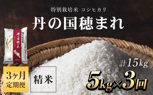 【定期便】特別栽培米　コシヒカリ　丹の国穂まれ　精米5kg×3回(15kg)  ふるさと納税 特別栽培米 コシヒカリ 米 精米 減農薬 有機肥料 京都府 福知山市