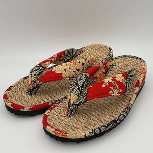 七島い(しちとうい) 草履幅広（Lサイズ・なおみ赤）七島藺 草履 履物 幅広 靴 和装 和服 ファッション 【opat004】【青木本店】