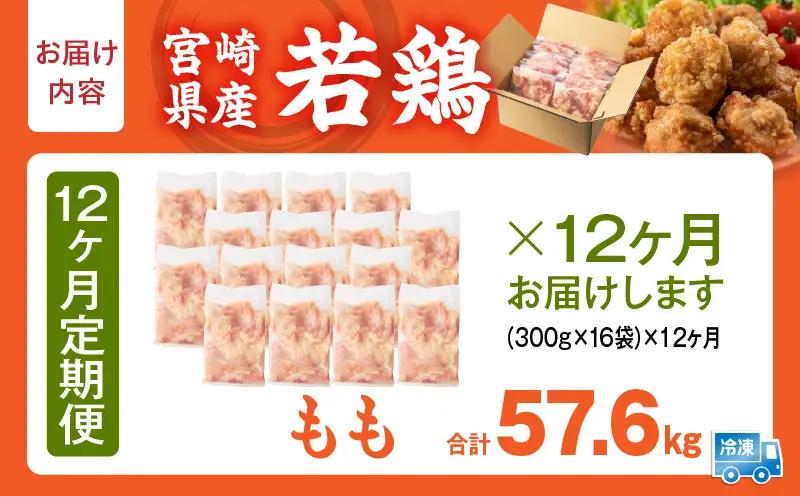 宮崎県産 若鶏切身もも肉 4.8kg（300g×16袋）【12か月定期便】_b0792_it_x2