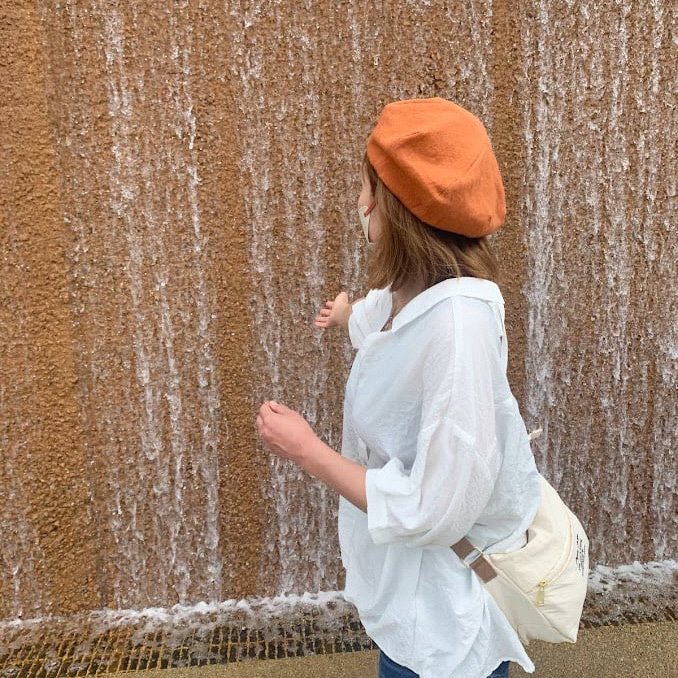 麻素材 ベレー帽 (Lサイズ(60cm))｜麻 通気性抜群 涼しい帽子 キャップ カジュアルファッション おしゃれ帽子 [1636]