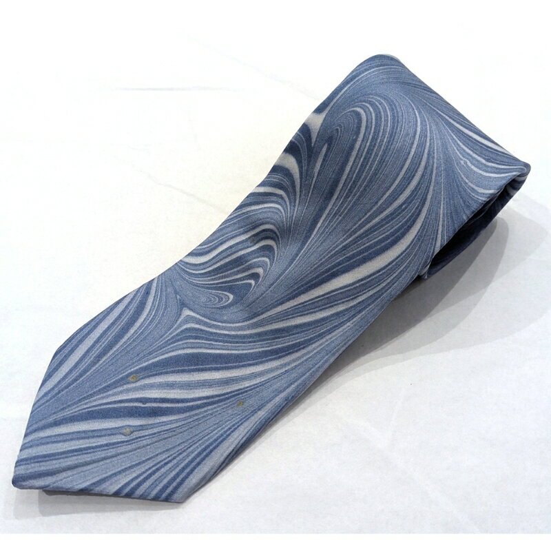 【ふるさと納税】【限定1点物】 墨流し染 シルク ネクタイ(51グレー線柄)／ 染美堂 絹 サテン織 奈良県 葛城市【snbd023】