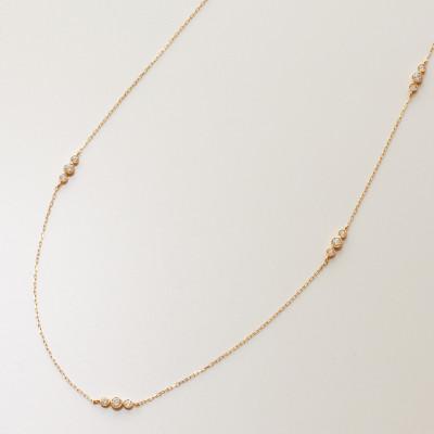 ふるさと納税 大津市 【10金 ラボダイヤネックレス 0.315ct】60cm ステーションデザイン 優しい透明感 K10