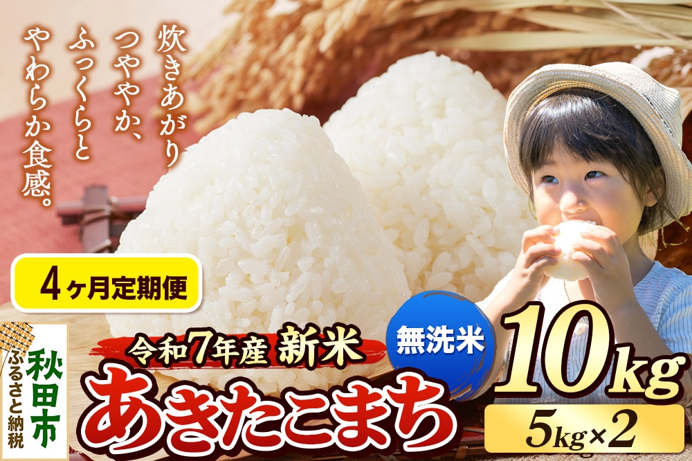 
            《令和7年産 新米先行受付》《定期便4ヶ月》 米 あきたこまち 10kg（5kg×2袋） 【無洗米】 秋田県産
          