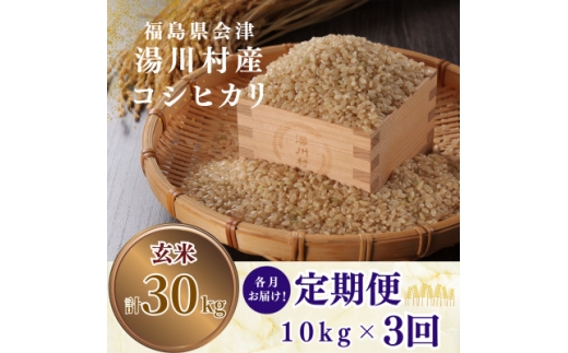 ＜発送月固定定期便＞湯川村産コシヒカリ 玄米10kg(R9.1月・3月・5月)全3回【4091498】