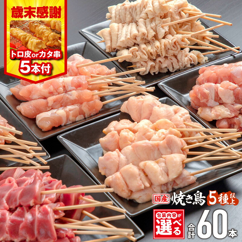 【ふるさと納税】【歳末感謝】【包装内容・発送時期が選べる・定期便】【数量・期間限定】若鶏の焼き鳥セット(60本)盛り合わせ・部位ごと包装のみトロ皮串orカタ串5本 鶏肉 肉 お肉 鶏 若鶏 焼き鳥 焼き鳥セット 鶏料理 セット 部位 小分け パック おすすめ 人気 ふるさと