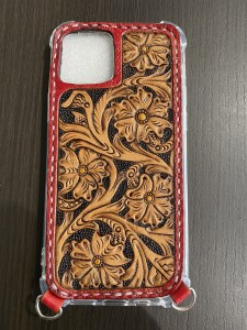 スマホ カバーケース 牛ヌメ革 ハンドメイド (a40-087)