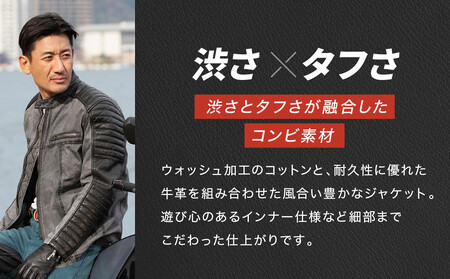 【デグナー】テキスタイル＆レザーコンビジャケット [25SJ-2] ブラック-ブラック ＜サイズM＞［ 京都 バイク 革製品 ブランド レザー ジャケット 人気 おすすめ おしゃれ 上着 革 ツーリン