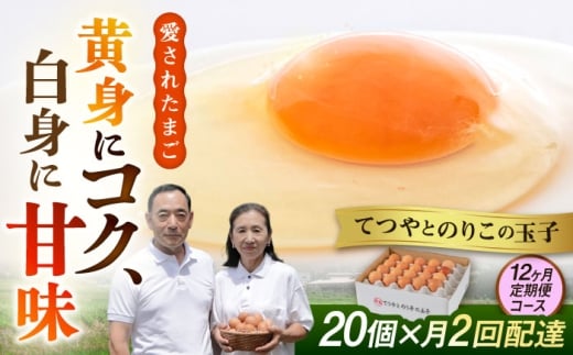 《月2回 × 20個 × 12ヶ月コース》【7日・21日ごろ出荷】てつやとのりこの玉子  全24回定期便 糸島市 / 板垣ファーム 卵 たまご 玉子 鶏卵 卵かけご飯 便利 定期便 定期購入 [AWD014-1]
