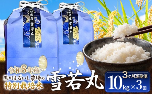 【令和8年産 新米】【定期便3ヵ月】 黒川まるいし農場の特別栽培米 雪若丸 10kg(5kg×2袋)×3ヵ月  山形県鶴岡市産 K-875　| ゆきわかまる 米どころ 庄内米 ブランド米 米 コメ こめ ご飯 ごはん 美味しい お取り寄せ 農家直送 東北 国産 おすすめ 人気 返礼品 2026年産