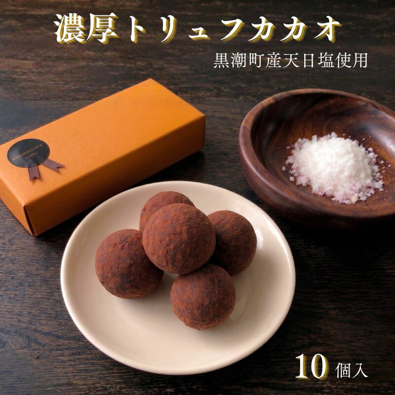 【ふるさと納税】 トリュフ カカオ チョコレート 10個入り 濃厚 黒潮町産 天日塩 使用 スイーツ チョコ トリュフチョコ 生チョコ お菓子 洋菓子 手作り 高級スイーツ 贈答品 ギフト プレゼント 高知県 黒潮町