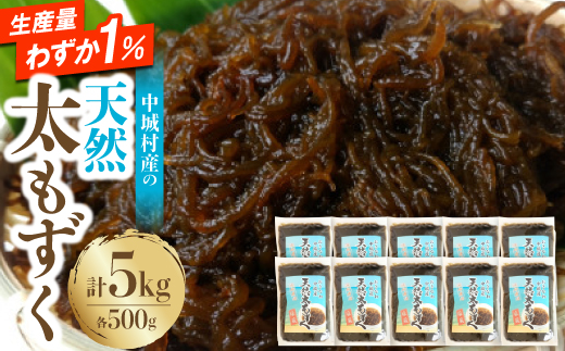 【2026年6月より順次発送】中城村産の天然太もずく 5.0kg(500g×10P)【配送不可地域：離島】