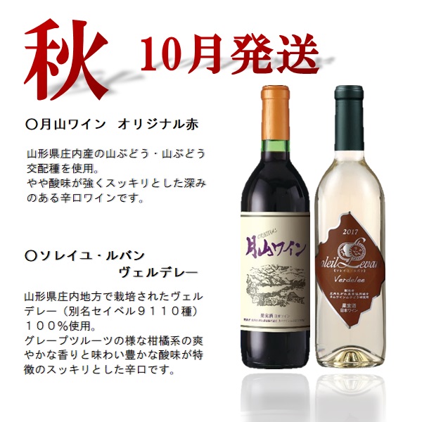 食の都庄内　【定期便】月山ワイン　夏ワインスタート（2026年7月配送開始） [HS1-011(庄内たがわ農協)]