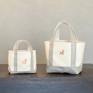 《Milih×NARA》キャンバス×麻のマイクロミニトート　バンビ刺繍　15-072