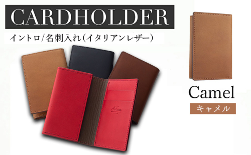 イントロ/名刺入れ（イタリアンレザー・キャメル） カードケース レディース メンズ 二つ折り カード入れ 名刺ケース カード収納 プレゼント おすすめ 福岡県 大木町 ナデルファーデン BK134