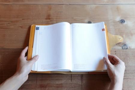 レザー手帳カバー（cousin A5）【オレンジ】イタリアンレザーカバー　