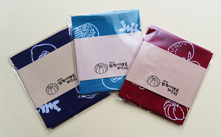 No.085-03 【手ぬぐい：紫／ハンカチ：エンジ色】実篤手ぬぐいとハンカチセット