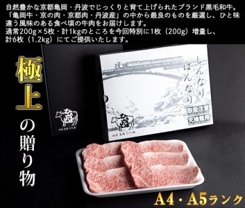 訳あり 京都産黒毛和牛(A4,A5) サーロインステーキ 200g×6枚 計1.2kg 京の肉 ひら山 厳選≪緊急支援  和牛 黒毛和牛 肉 牛 牛肉 亀岡牛 京都肉 京の肉 国産 国産牛 国産牛肉 