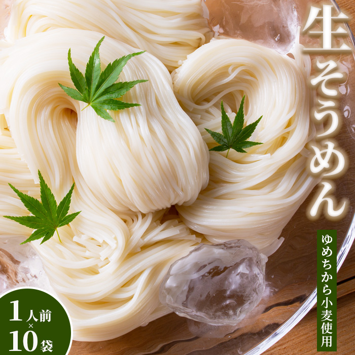 【ゆめちから小麦使用】生そうめん（1人前×10袋）【29004AA0101】