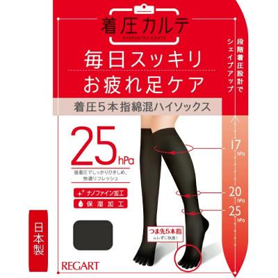 ふるさと納税 丸亀市 【メディックピエドシリーズ】着圧5本指綿混ハイソックス Mサイズ ブラック