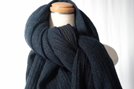 【播州織】Cotton Wool W- Face Muffler　Navy×black（ネイビー） 81-15