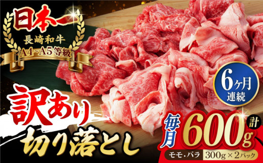 【全6回定期便】【訳あり】切り落とし 赤身 モモ バラ 600g【野中精肉店】 [VF23] 肉 牛肉 訳アリ しゃぶしゃぶ すき焼き 定期便