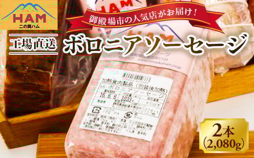 
                  二の岡ハム ボロニアソーセージ 1040g×2本 | 肉 ソーセージ 豚肉 国産 燻製 惣菜 弁当 サンドイッチ オードブル 人気 加工肉 グルメ 2個 セット 2本入り お取り寄せ 御殿場市
                