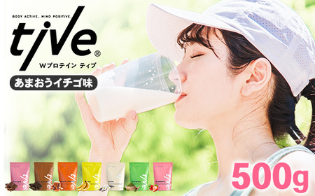 プロテイン あまおうイチゴ味(500g) tive ホエイ ソイ 人工着色料・保存料不使用 グルテンフリー たんぱく質含有量73％ アミノ酸スコア100 ダイエット コラーゲン ヒアルロン酸 送料無料【man229-B】【味源】