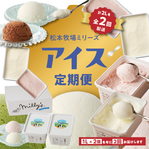 松本牧場アイス定期便　本格ジェラートファミリーセット（1L×2個×2回）