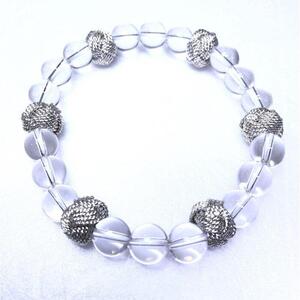 組紐水晶ブレスレット　銀【hrkz0008-2】