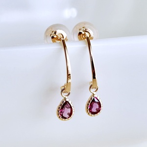 【ジュエリー】K10 イエローゴールド ロードライトガーネット 揺れる ピアス 保証書付 SR-2223　 242-001-b