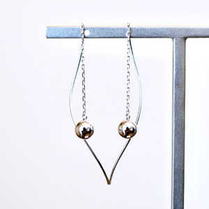 【ジュエリー】K10WG ホワイトゴールド 丸 ロング チェーン ピアス 保証書付 SMK-5219丸 242-019-b