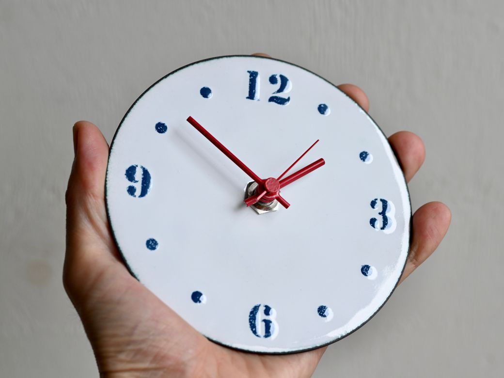 時計 壁掛け時計 文字盤S 七宝（白地に青文字）