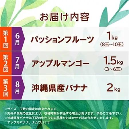 【発送月固定定期便】JAおきなわ厳選フルーツセット(パッションフルーツ・マンゴー・島バナナ)全3回【配送不可地域：離島】【4079615】