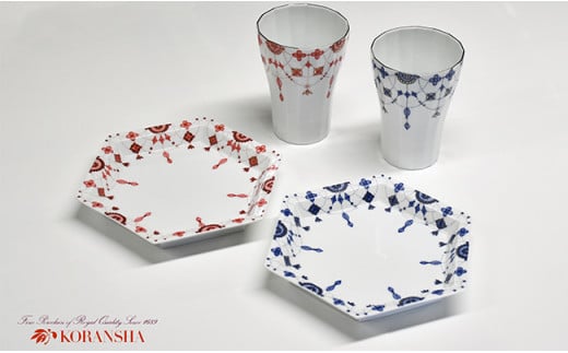 【有田焼・香蘭社】デコーレ・カップ＆プレート4点セット A95-46