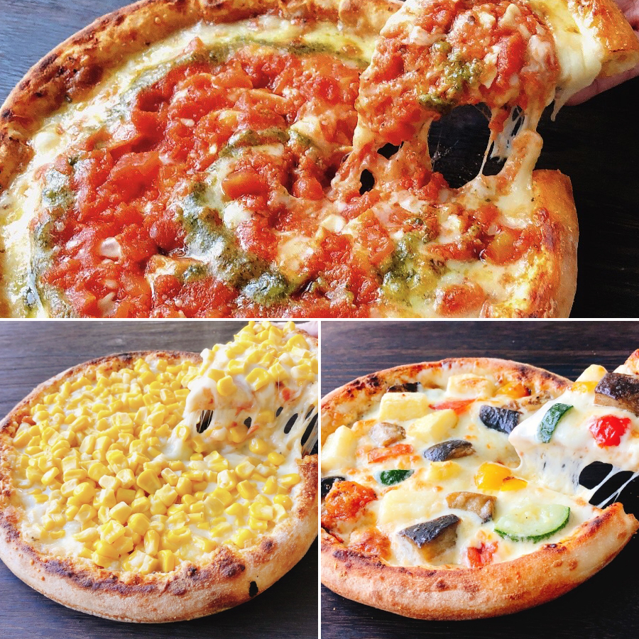 ＜ピッコロッソ＞ピザ3種セットB（ポモドーロ(旨味トマト)・太陽の恵みどっさりコーン・地中海グリル野菜）各1枚直径約２１cm×３枚