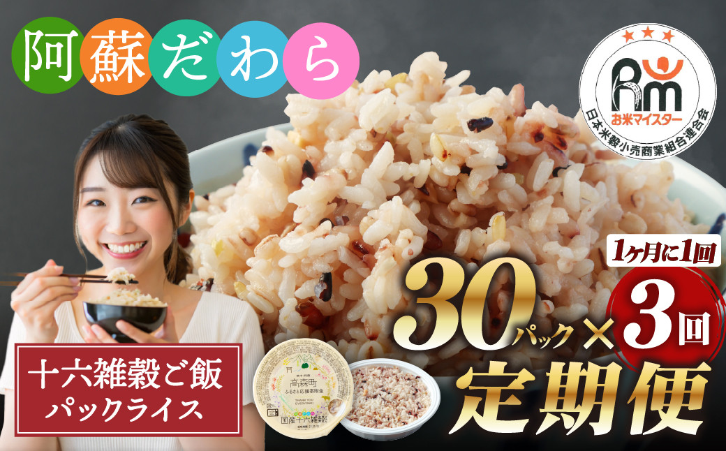 【定期便3ヶ月】阿蘇だわら 十六雑穀ごはん パックライス 160g×30パック