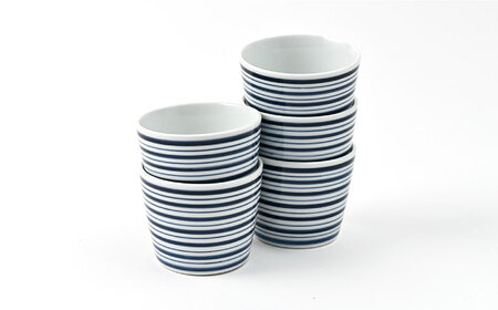 【波佐見焼】 和福 マルチカップ ボーダー  5個セット そば猪口 オリジナル 縁起もの【福田陶器店】[PA390]