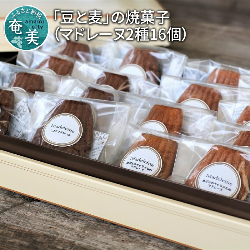 【ふるさと納税】 マドレーヌ 2種 16個 豆と麦 焼き菓子 島ザラメ キャラメル ココア コーヒー屋さんのおやつ プレゼント 鹿児島 奄美市 奄美大島 おすすめ ランキング プレゼント ギフト