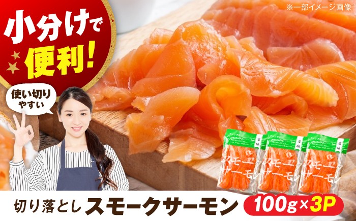 
                  【お中元対象】スモークサーモン サーモン 鮭（切り落とし）100ｇ×3パック 長浜市/株式会社中村屋 [AQAJ018] サーモン サーモン 鮭 スモークサーモン  スライス 切り落とし 小分け 燻製 薫製 サーモン 前菜 おつまみ グルメ  簡単 レシピ おかず ディナー サラダ 前菜 人気 洋風 手作り 保存食 柔らかい
                