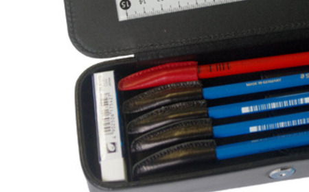 本革ペンキャップ５本セット（黒2本、紺2本、赤1本）