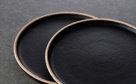 【波佐見焼】テラコッタ・BLACK プレートM 2枚セット【利左エ門窯】[QB66]