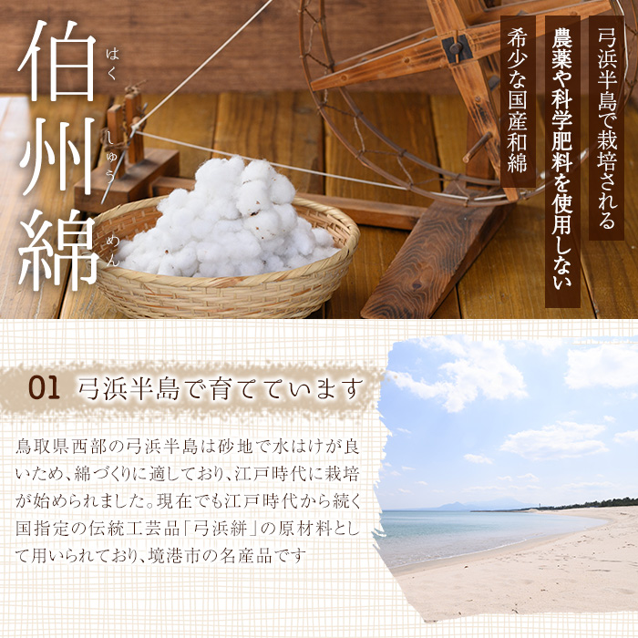 伯州綿イヤリング×ゴールド×白(伯州綿色)【sm-BC003-A】【浜っ子】