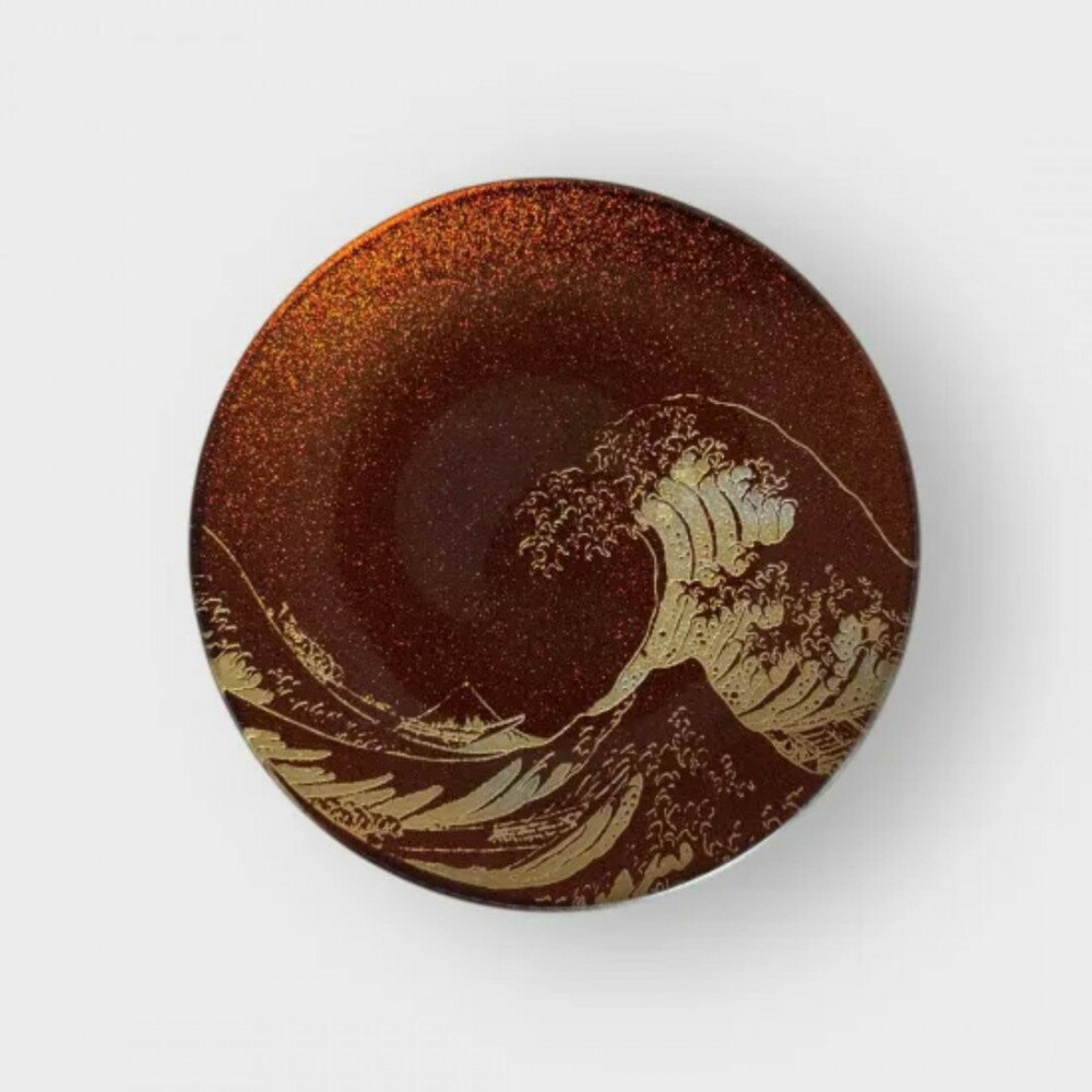 【ふるさと納税】丸小皿 北斎 梨地レッド ［NF262］ | 食器 パーティ 漆器 工芸品 クラフト 民芸 人気 おすすめ 送料無料 ギフト プレゼント 贈り物