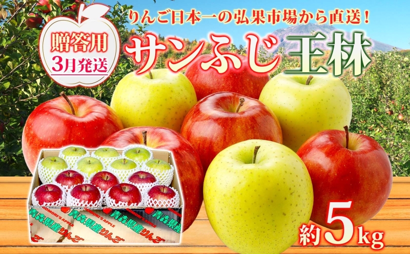 りんご 【3月発送】糖度13度～ 贈答用 サンふじ 王林 約5kg　