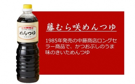 藤むら咲 醤油・めんつゆ（各種類1000ml×1本 計2本セット）化粧箱入り 包装品[Y0617]